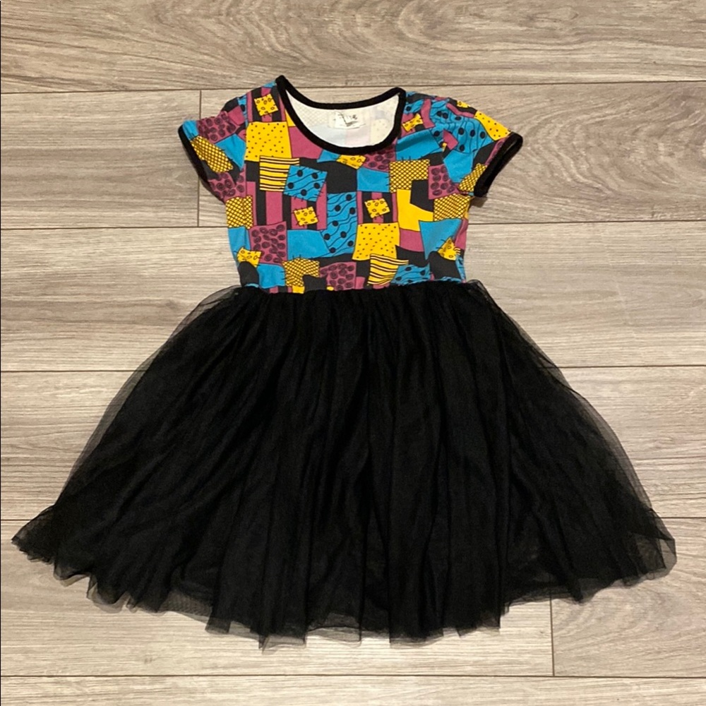 Taylor Joelle Patchwork Dress with Black Tulle Skirt